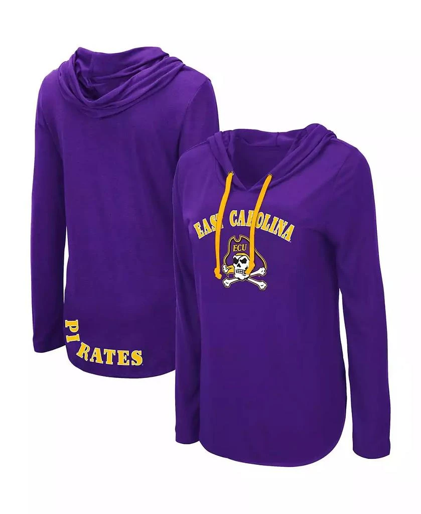 Colosseum Women's Purple ECU Pirates My Lover Lightweight Hooded Long Sleeve T-shirt 1