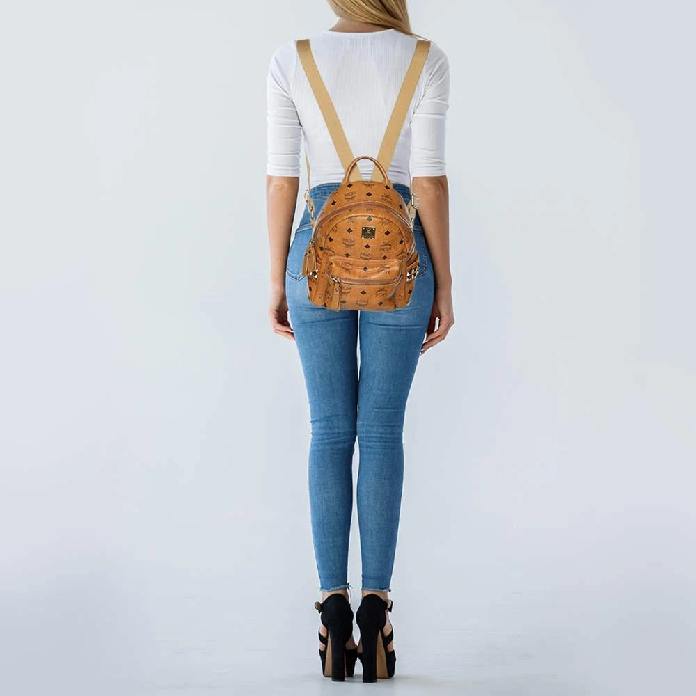 MCM MCM Cognacn Visetos Coated Canvas and Leather Studs Stark Backpack 2