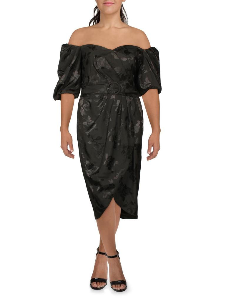 City Chic Womens Floral Midi Cocktail and Party Dress
