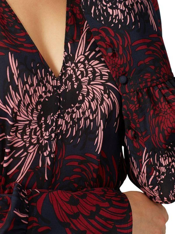 A.L.C. Print Surplice Silk Slit Midi Dress 4