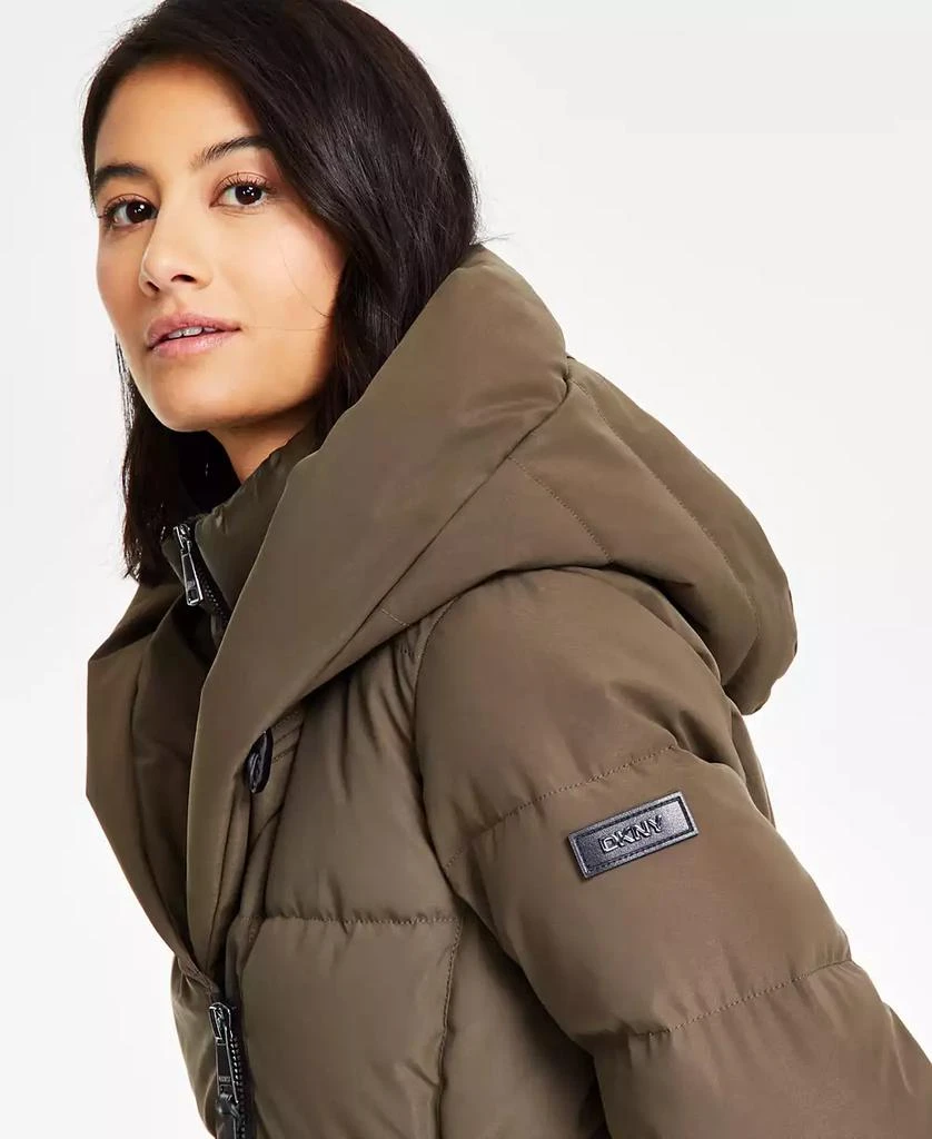 DKNY Women's Bibbed Shawl Collar Hooded Puffer Coat 3