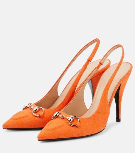 Gucci Horsebit GG canvas slingback pumps 5