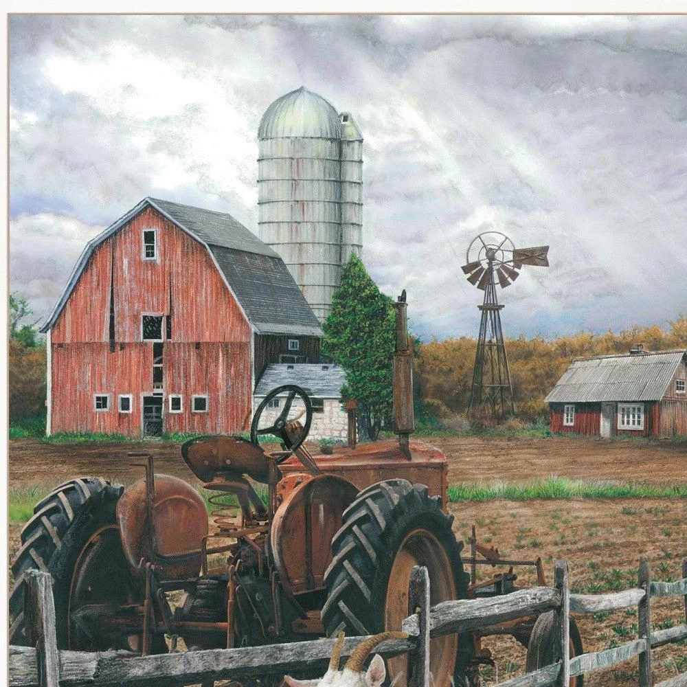 Hivvago The Old Tractor 2 White Framed Print Wall Art 4