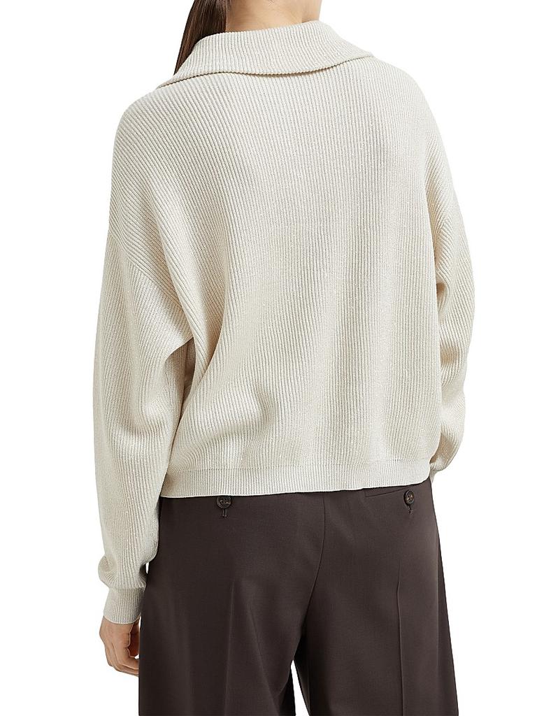Brunello Cucinelli Sparkling Cotton Vanisé English Rib Knit Polo