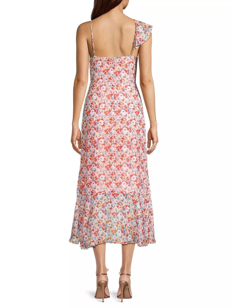 Laundry by Shelli Segal Asymmetric Floral Ruffle Midi-Dress 5