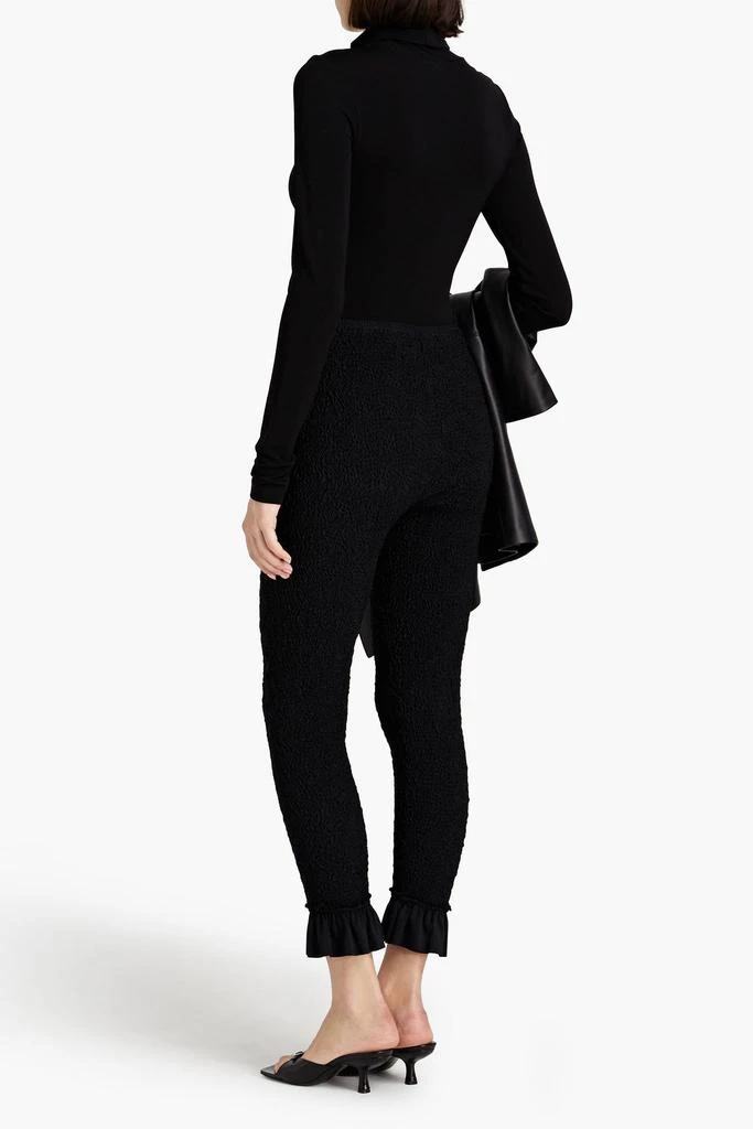 Alexander Wang Ruffled shirred satin-jersey slim-leg pants 3