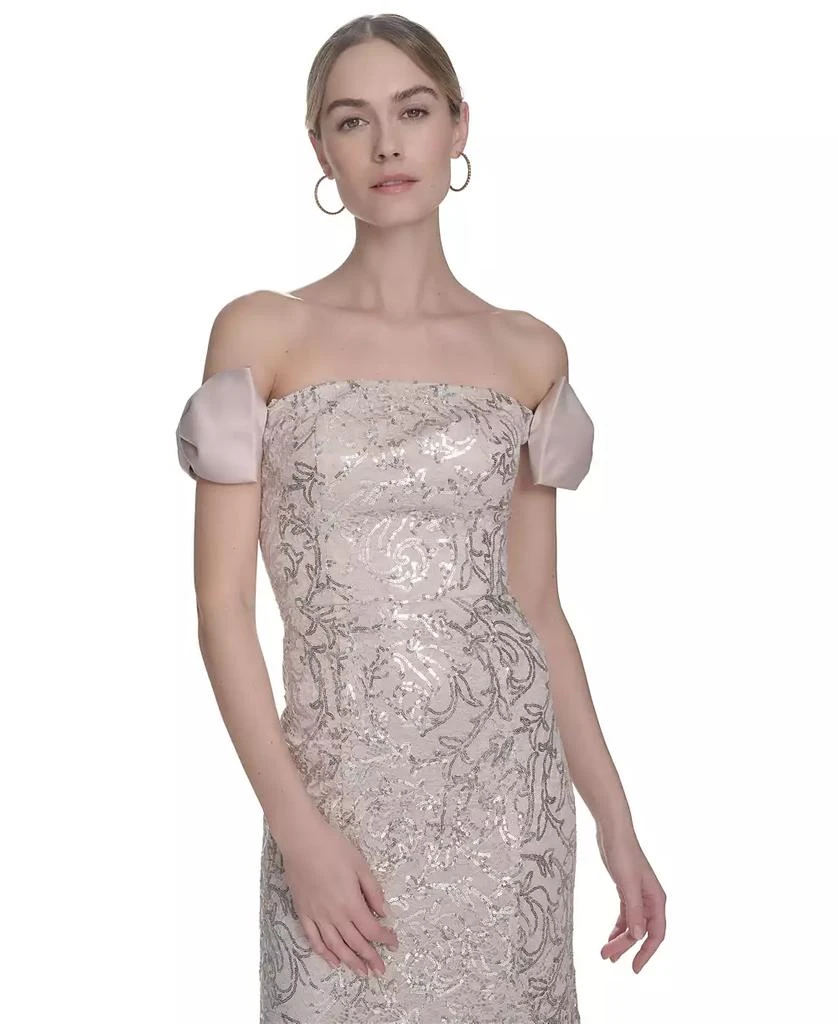 Eliza J Women's Bow-Trim Off-The-Shoulder Sequin Gown 3