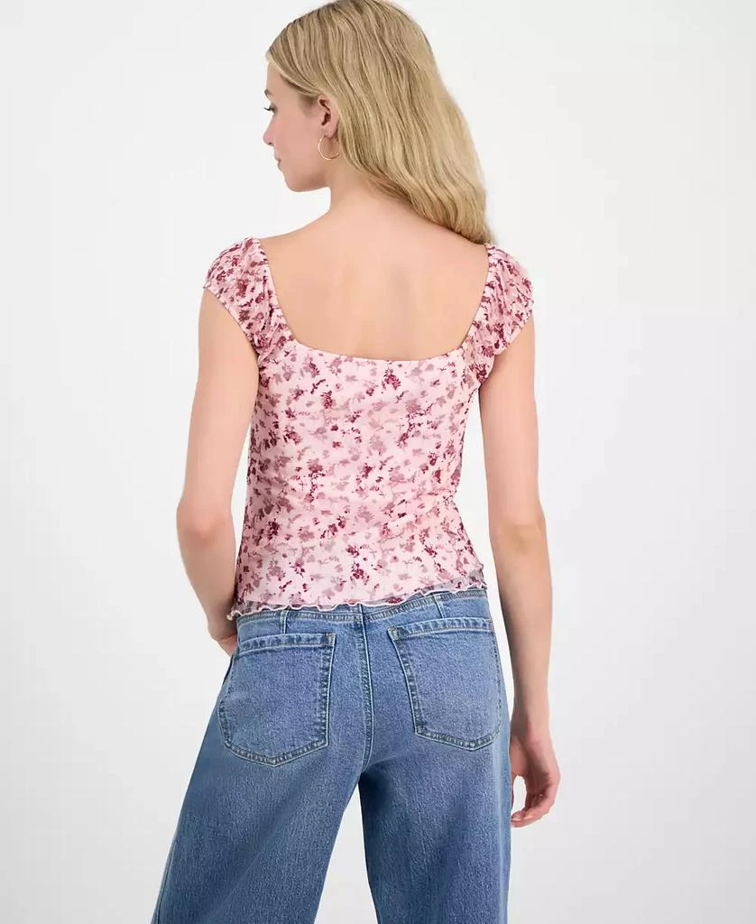 Madden Girl Juniors' Floral Printed Lace Cap-Sleeve Top 2