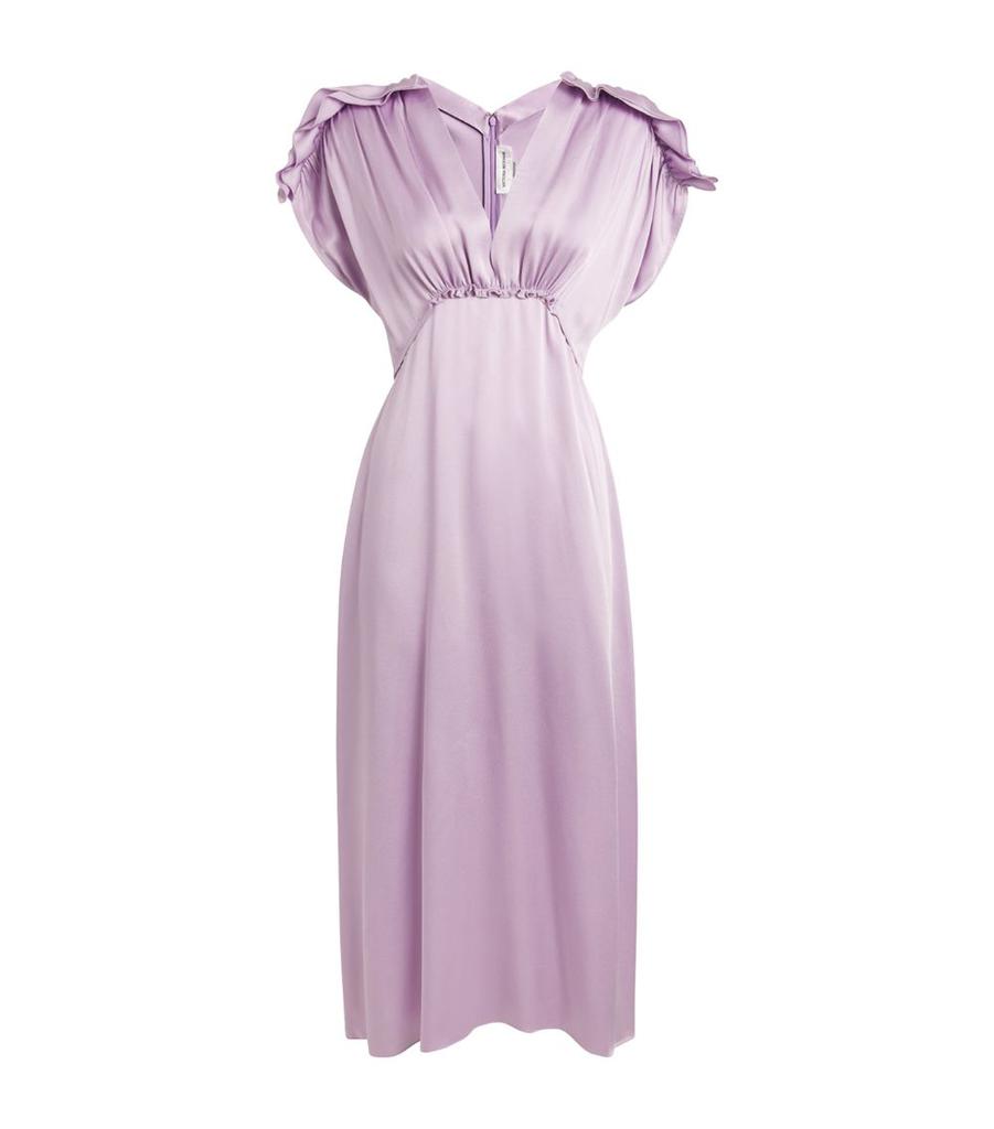 Victoria Beckham Ruffled V-Neck Midi Dress - Dresses