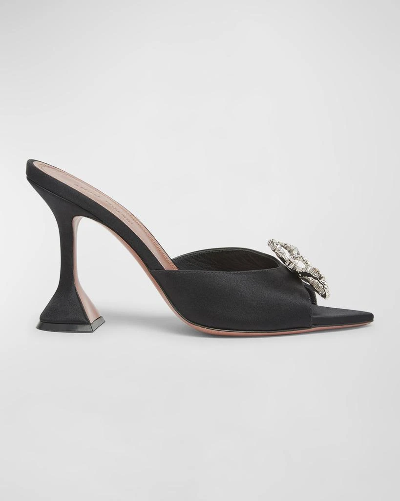 Amina Muaddi Rosie Embellished Bow Satin Pedestal Sandals 1
