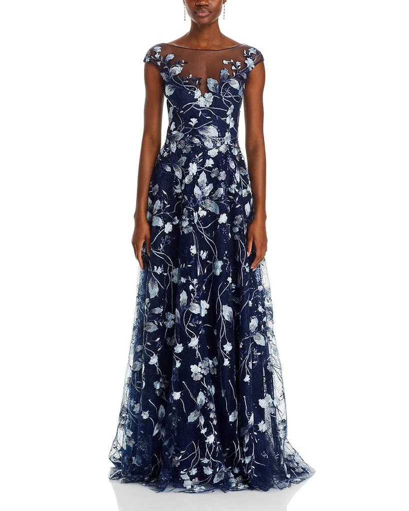 Teri Jon Embroidered Lace Illusion Bodice Gown 7