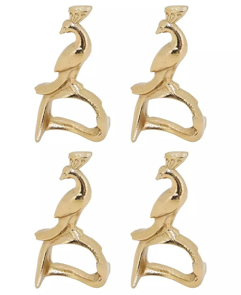 Saro Lifestyle Gilded Peacock Napkin Ring, Set of 4