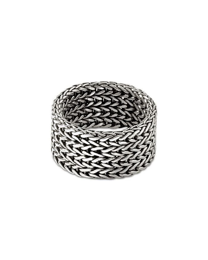John Hardy Sterling Silver Icon Diamond Multirow Weave Ring 6