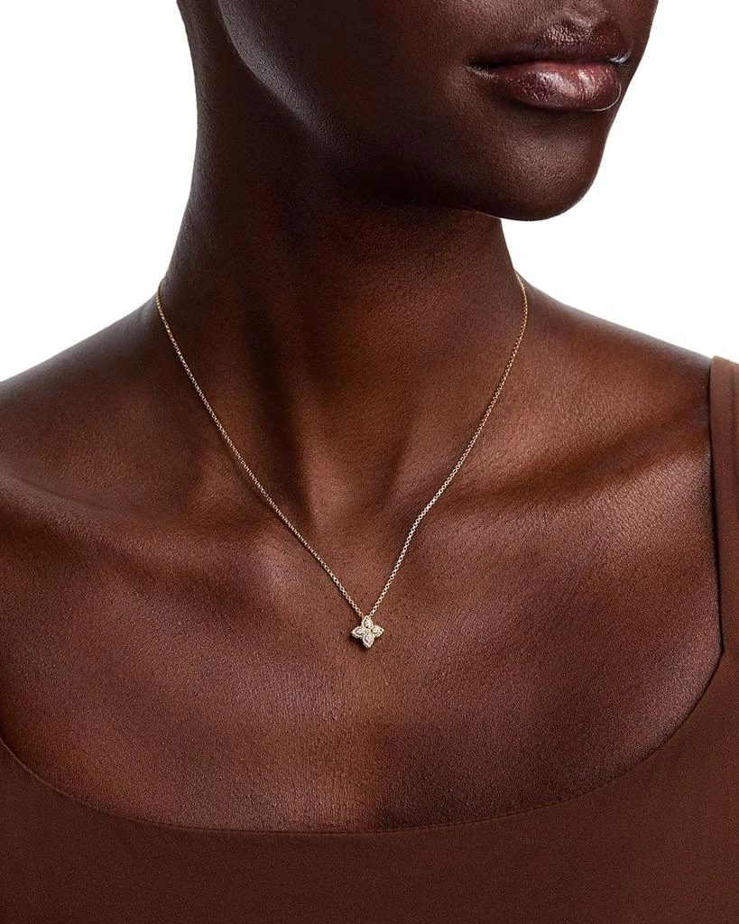 Roberto Coin 18K White 
Yellow Gold Princess Flower Diamond Pendant Necklace, 16-18" 2