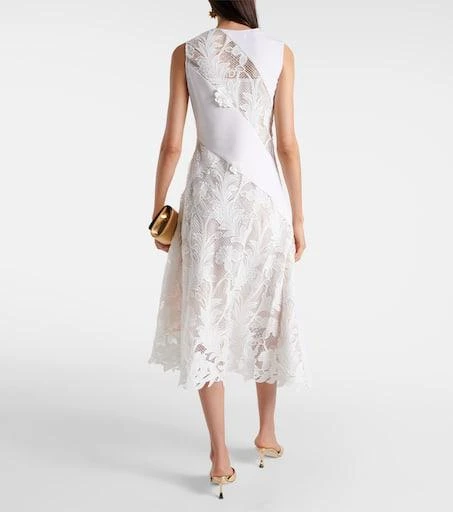 Oscar de la Renta Lace-trimmed wool-blend midi dress 3
