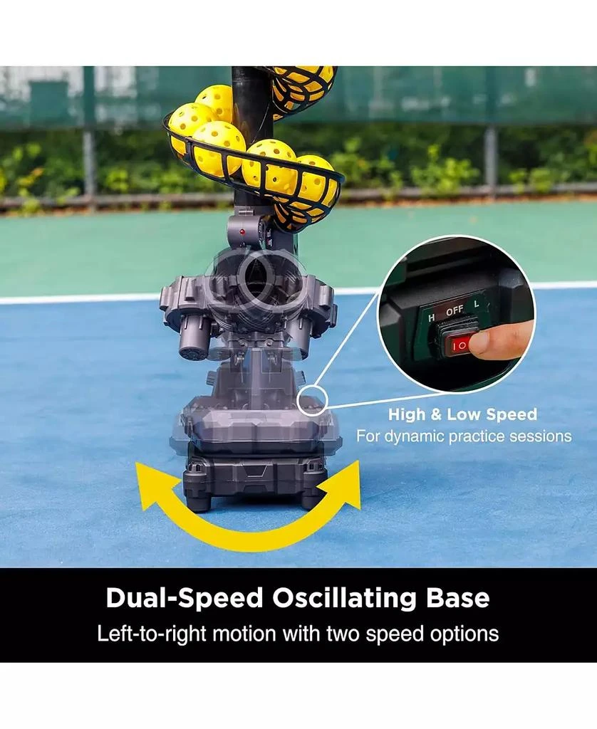 Furlihong Automatic Pickleball Machine with Oscillating Base, Adjustable Speed, Battery or AC Power, and Tripod Compatibility for All Skill Levels 2