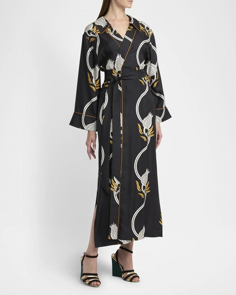 LA DOUBLE J Midnight Silk Twill Maxi Wrap Dress 4