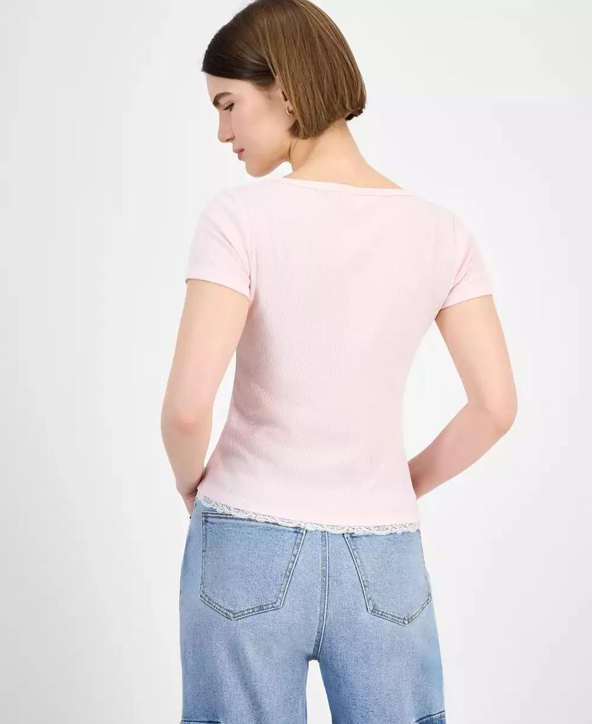 Hippie Rose Juniors
Lace-Trim Layered Henley T-Shirt 2