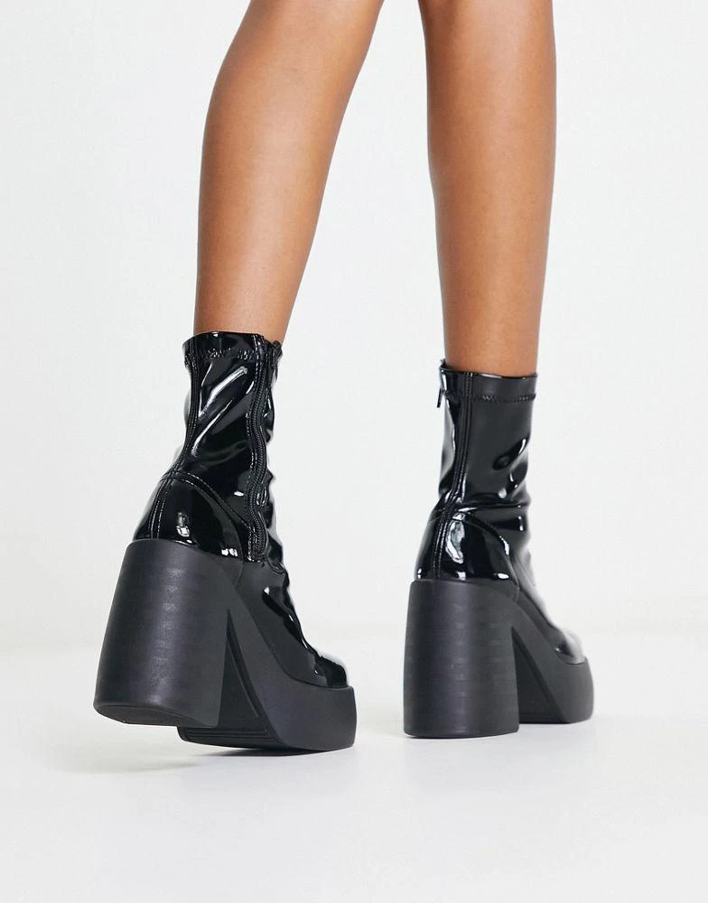 ASOS ASOS DESIGN Ember high heeled sock boots in black patent 2