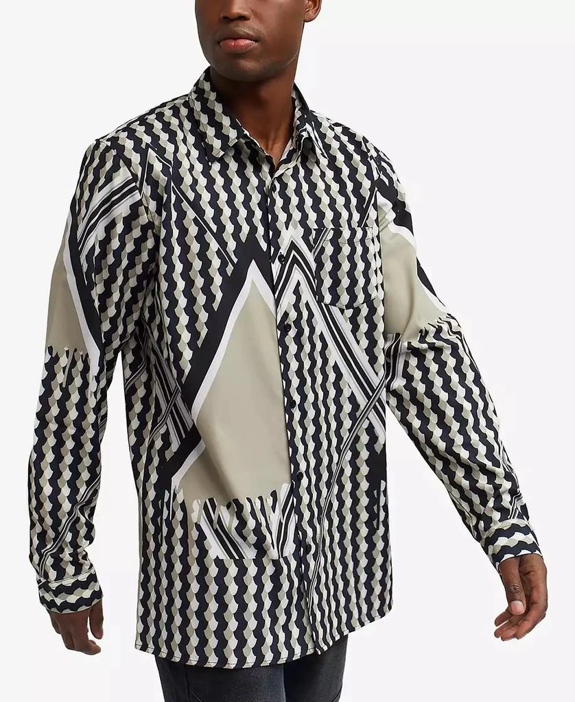 Reason Men's Geo Print Long Sleeves Woven Shirt 3