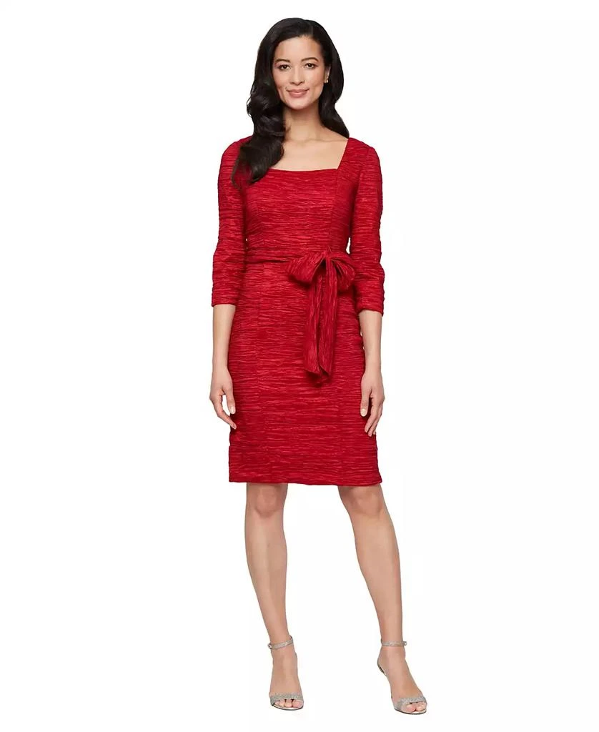 Sl Fashions Women's Square Neck Crinkle Sheath Dress - Wine - Size 8