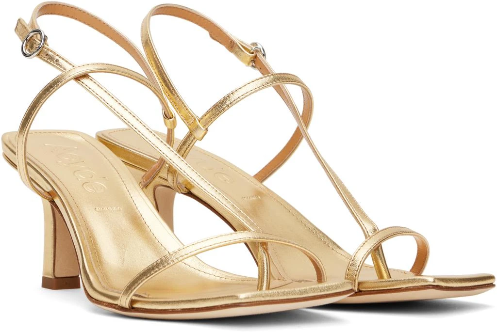 AEYDE Gold Elise Leather Toe-Post Heeled Sandals 4
