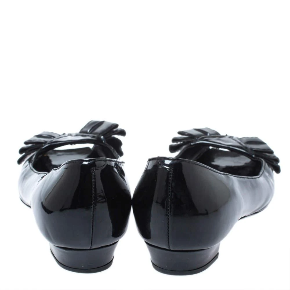 Yves Saint Laurent Yves Saint Laurent Black Patent Leather Bow Peep Toe Ballet Flat Size 35 5