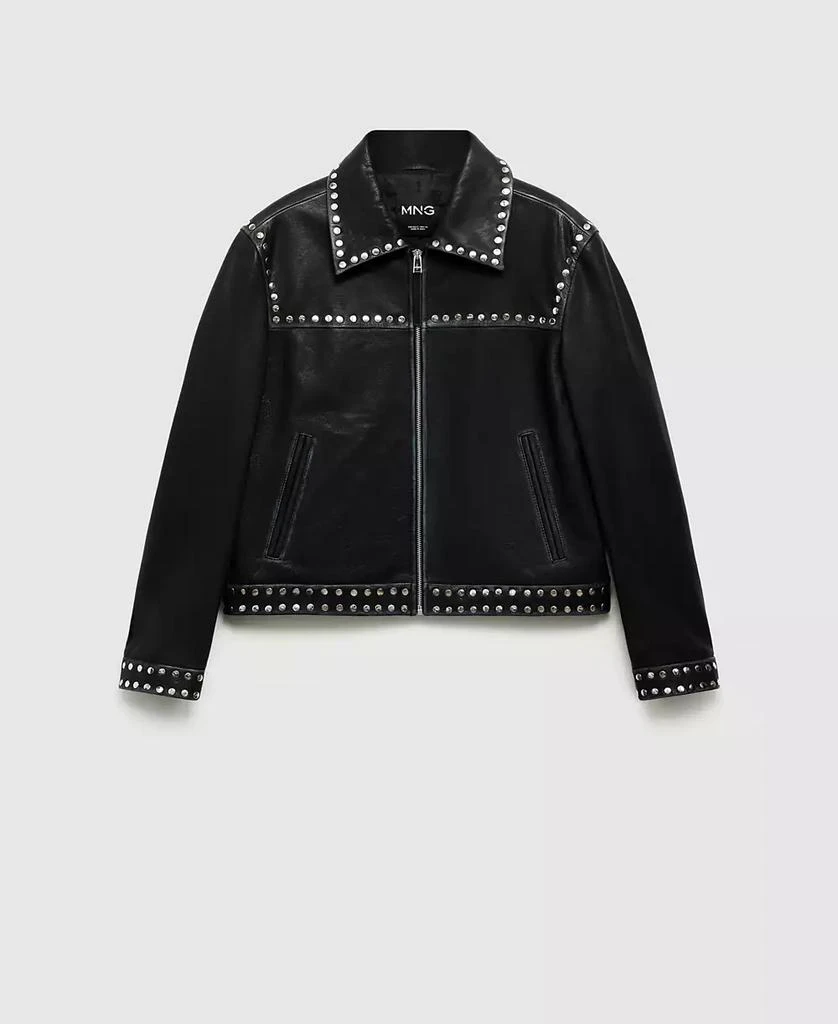 Mango Women's Studded Leather Jacket 6