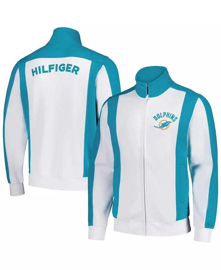 Tommy Hilfiger Men's White/Aqua Miami Dolphins Nolan Full-Zip Track Jacket 1