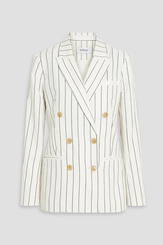 Derek Lam Walter double-breasted pinstriped linen and cotton-blend blazer