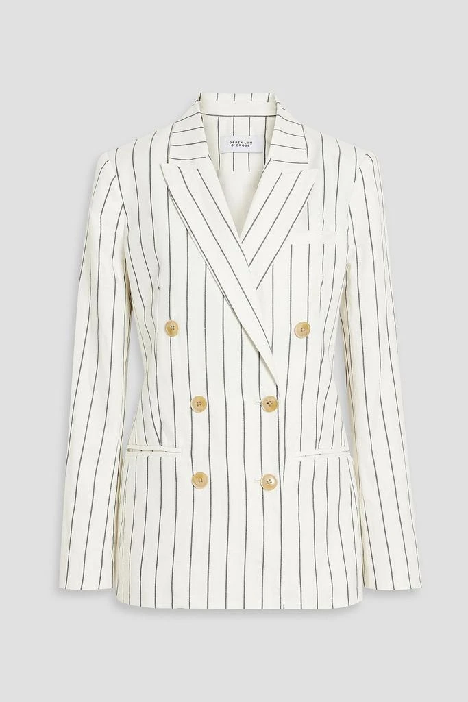 Derek Lam Walter double-breasted pinstriped linen and cotton-blend blazer 1