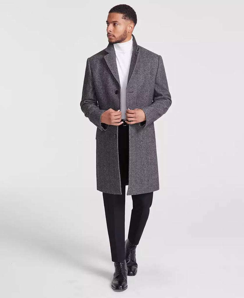 Shop Men's Classic-Fit Wool Blend Herringbone Overcoat on Sale at