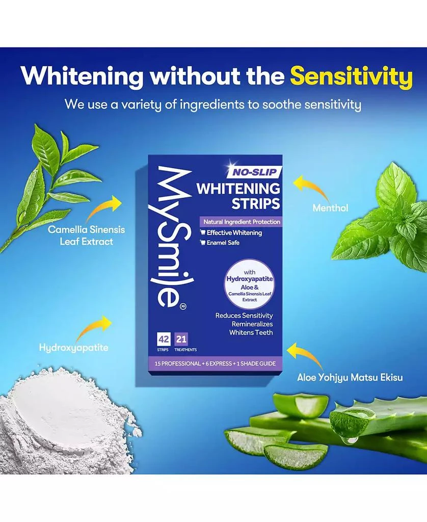 MySmile Teeth Whitening Strips, Hydroxyapatite-Infuse Strips, Non-Sensitive Teeth Whitening with Natural Ingredients, Enamel-Safe, Non-Slip (21 Sets) 3