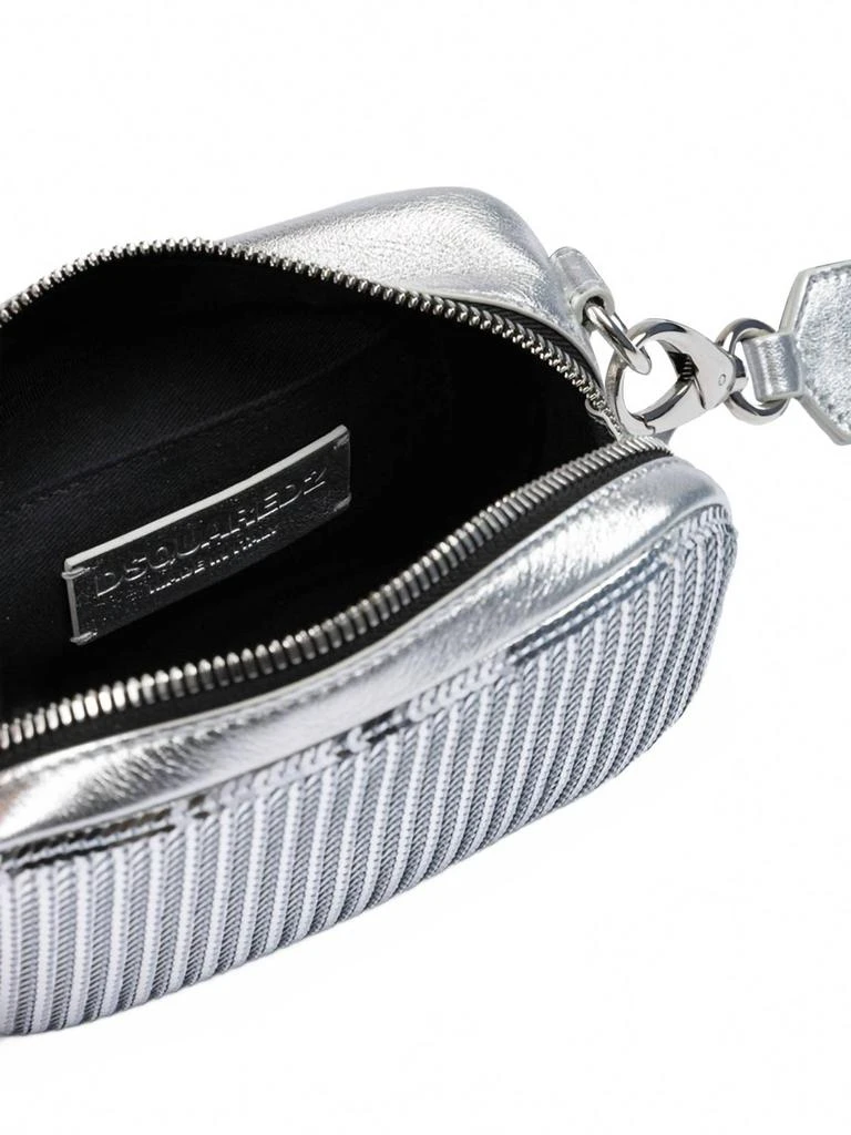 DSQUARED2 Women's Paillettes And Leather Clutch Bag In Silver 5