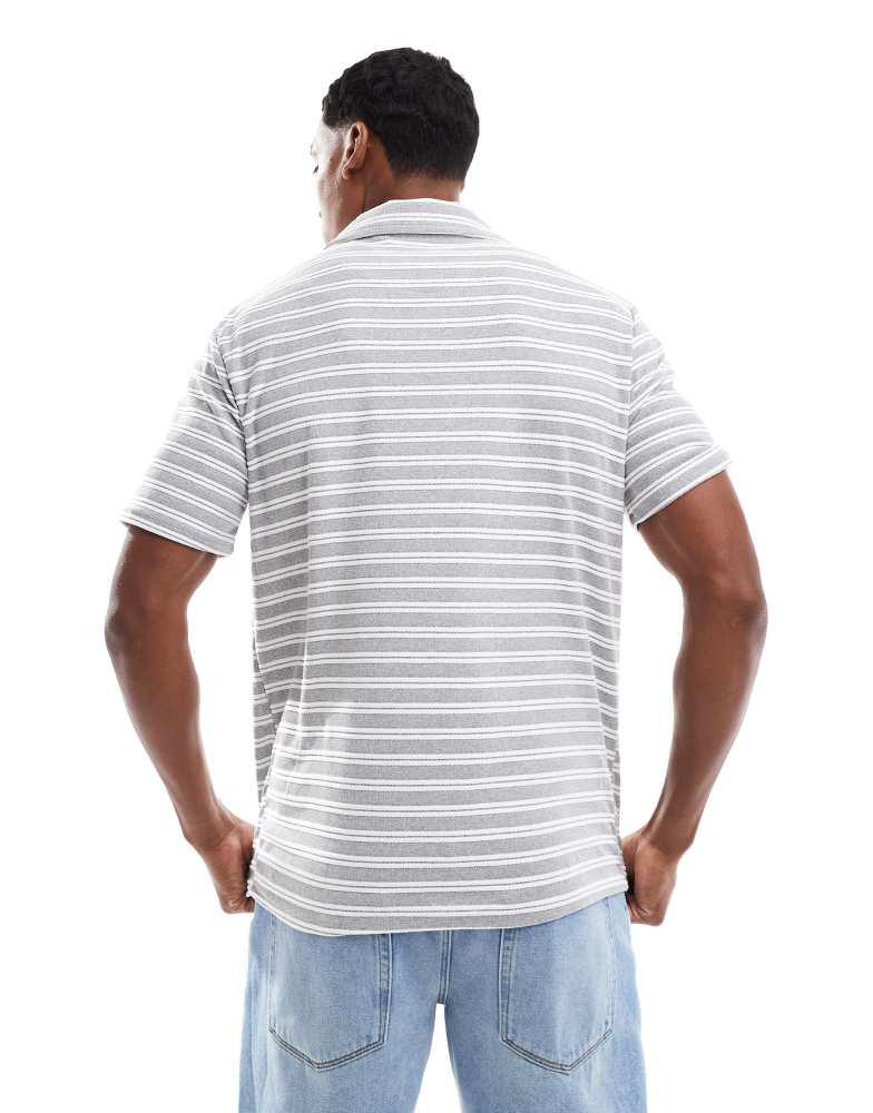 Brave Soul Brave Soul Trophy neck polo shirt in white