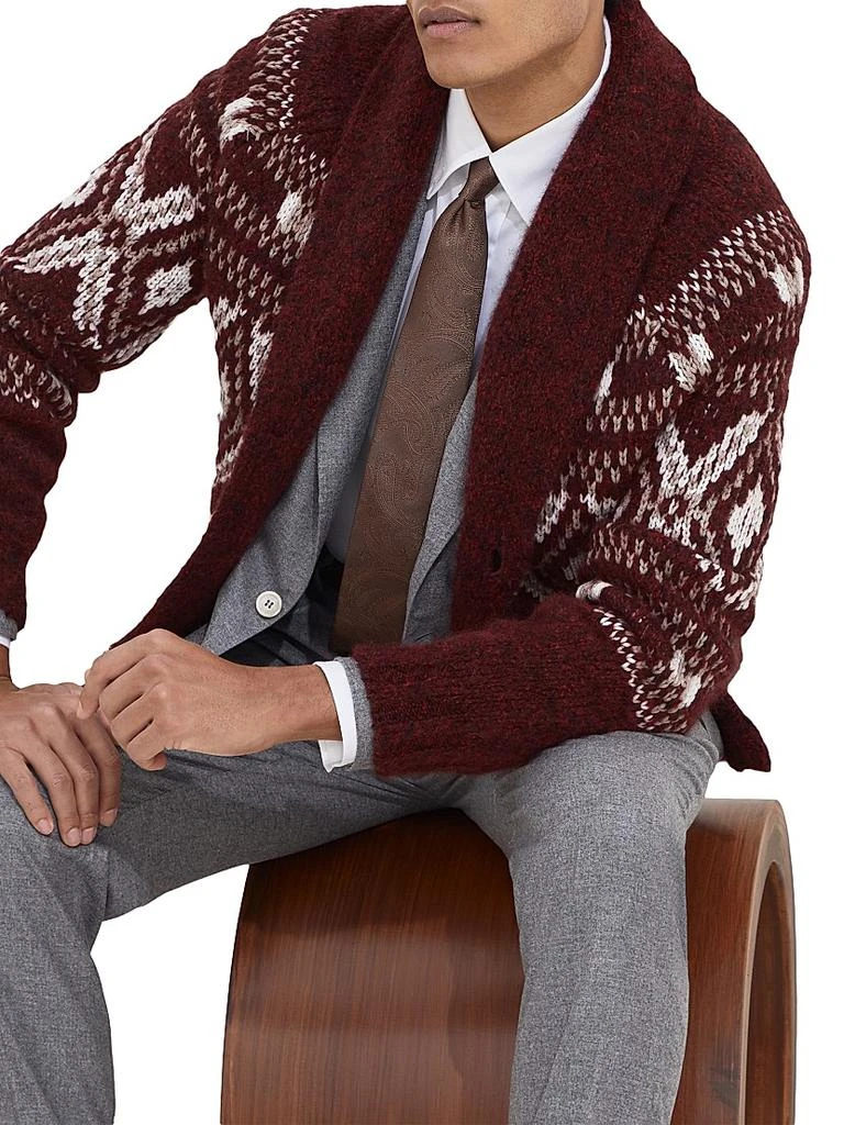 Brunello Cucinelli Alpaca, Virgin Wool and Cashmere Geometric Jacquard Cardigan 5