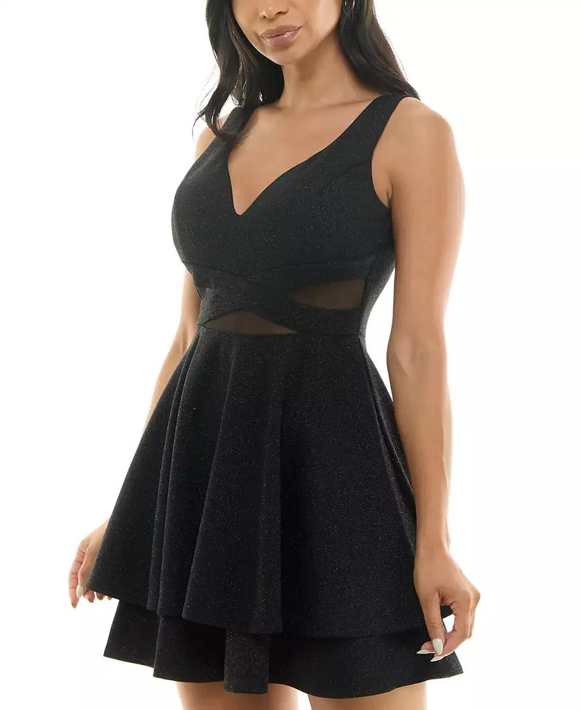 Emerald Sundae Juniors' Illusion-Waist Glitter A-Line Dress 3