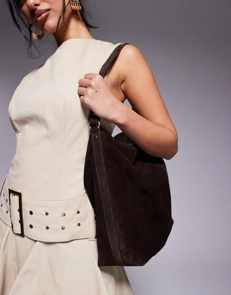 ASOS ASOS DESIGN suede tote bag in chocolate 1