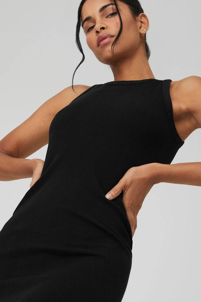 Alo Seamless Ribbed Warm Nights Dress - Black 5