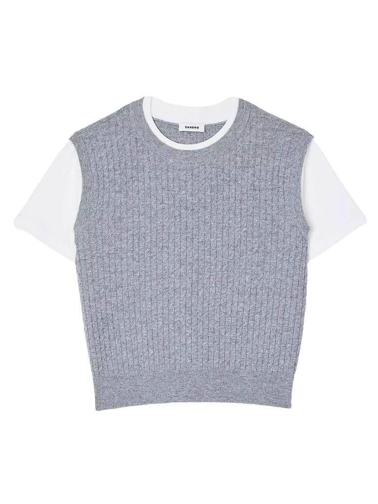 Sandro Dual-Material Knit Jumper 1
