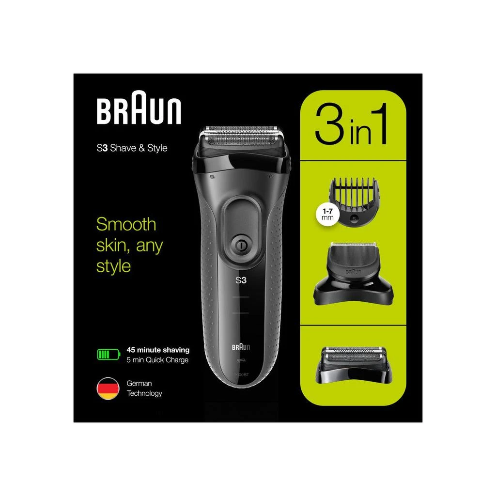 预计3周后发货 Braun Rasoir Électrique Series 3 Shave & Style 3000Bt - Noir/Gris 4