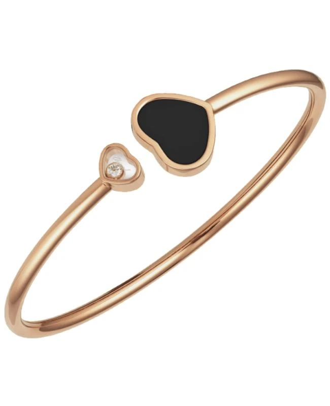 Chopard Bracelet 857482-5204 18K Rose Gold, Diamond and Onyx Bangle Size L Chopard Happy Hearts Women
s