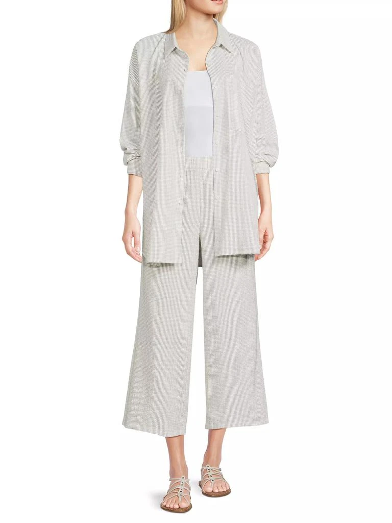 Eileen Fisher Check Cotton Button-Front Shirt 2