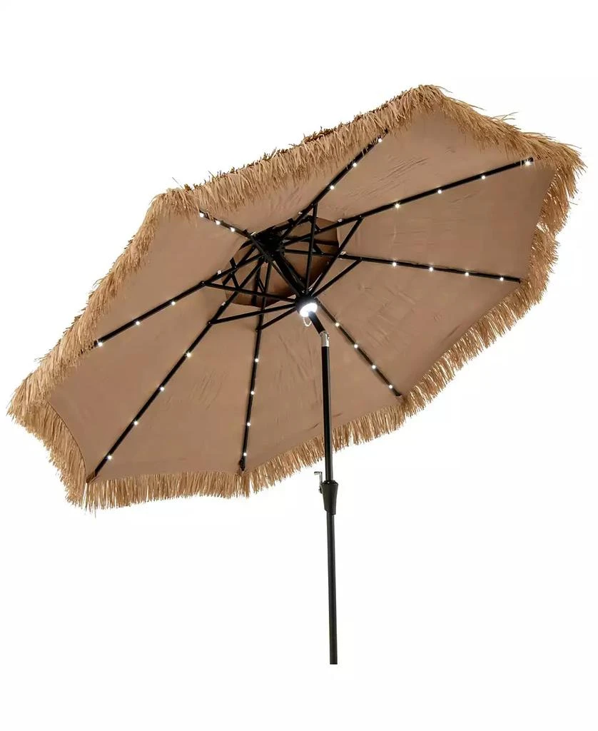Gymax 10 FT Hula Thatched Tiki Umbrella 2-Tier Hawaiian Style Solar Patio Umbrella 10