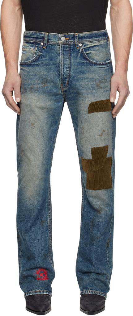 Enfants Riches Deprimes Blue Patchwork Flare Jeans