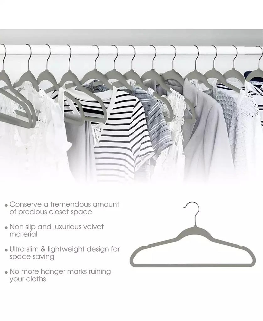 Elama Home 100 Piece Velvet Slim Profile Heavy Duty Felt Hangers with Stainless Steel Swivel Hooks in Pink 2