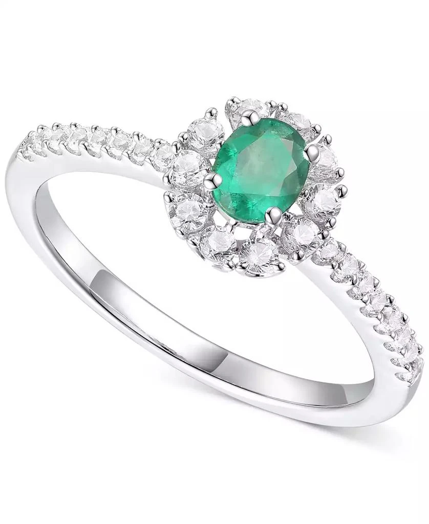 Macy's Sapphire (3/8 ct. t.w.) & Diamond (1/3 ct. t.w.) Halo Ring in Sterling Silver (Also in Ruby & Emerald) 1