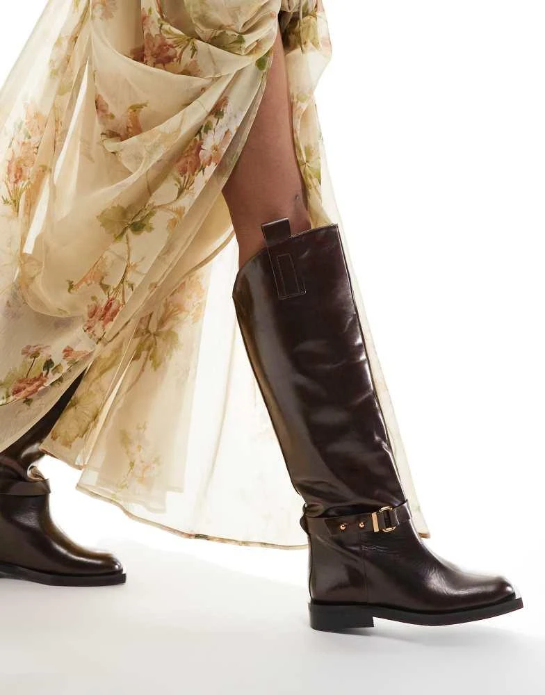 ASOS ASOS EDITION premium leather over the knee riding boots in brown 1