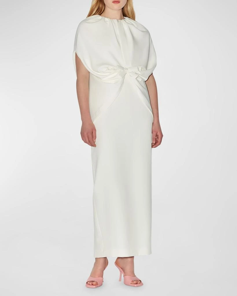 Bernadette Ruched Waist Long Cape Dress 2