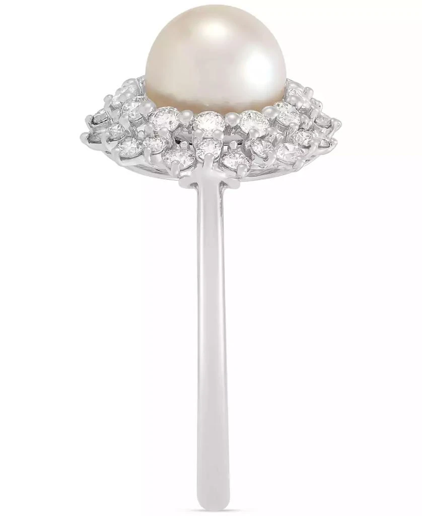 Grown With Love Cultured Freshwater Pearl (8mm) & Lab Grown Diamond (3/4 ct. t.w.) Statement Ring in 14k White Gold 3